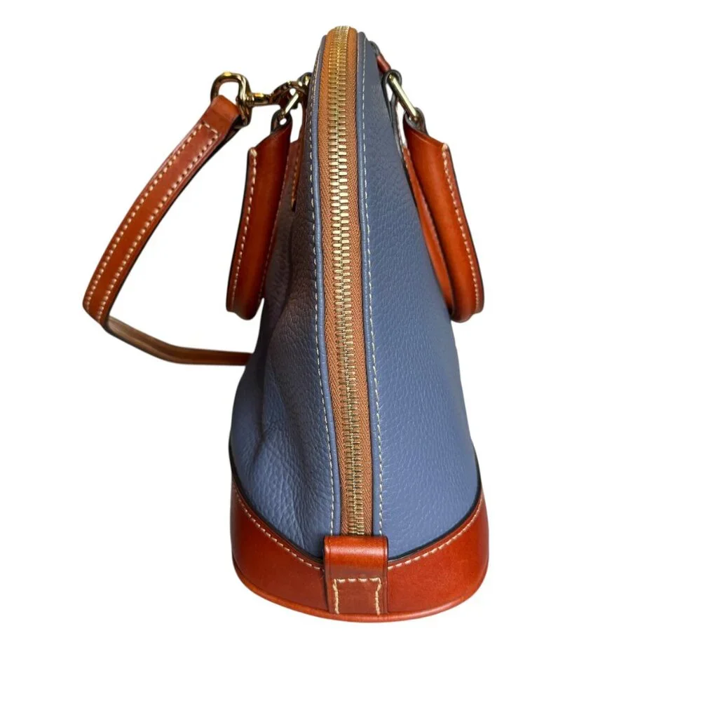 Dooney & Bourke pebble grain zip zip leather satchel crossbody blue